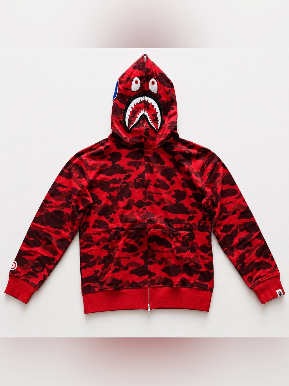 BAPE Red Camo Shark Full Zip Hoodie – Size Large NWT